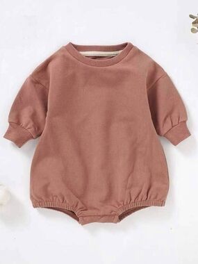 Classic Mauve Ribbed Collar Kids One-Piece Bodysuit